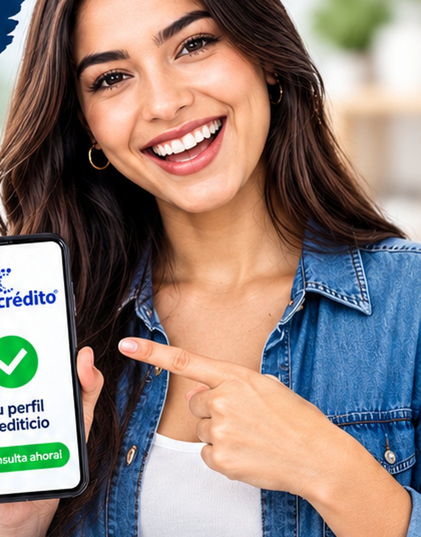 Asesora mostrando la consulta del perfil crediticio en Datacrédito